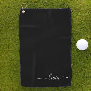 Zwart Wit Modern Minimalistisch Elegant Monogram Golfhanddoek
