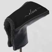 Zwart Wit Modern Minimalistisch Elegant Monogram Golfheadcover (3/4 voorkant)