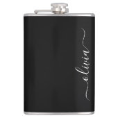 Zwart Wit Modern Minimalistisch Elegant Monogram Heupfles (Voorkant)