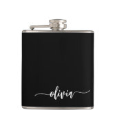 Zwart Wit Modern Minimalistisch Elegant Monogram Heupfles (Voorkant)