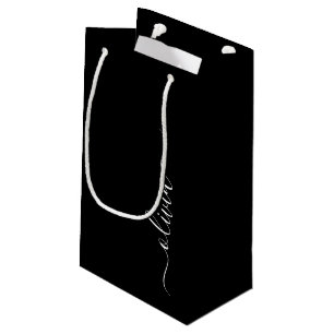 Zwart Wit Modern Minimalistisch Elegant Monogram Klein Cadeauzakje