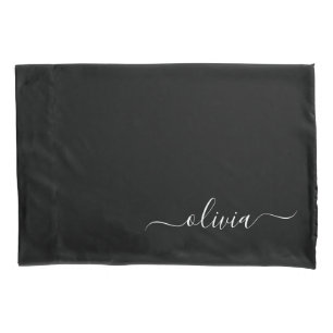 Zwart Wit Modern Minimalistisch Elegant Monogram Kussensloop