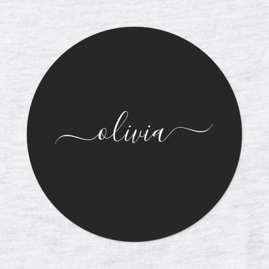 Zwart Wit Modern Minimalistisch Elegant Monogram Labels (Design 1)