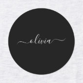 Zwart Wit Modern Minimalistisch Elegant Monogram Labels (Design 2)