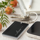 Zwart Wit Modern Minimalistisch Elegant Monogram Sleutelhanger (Voorkant Rechts)