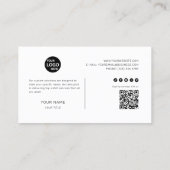 Zwart-wit Modern Minimalistisch Maatwerk Visitekaartje (Achterkant)