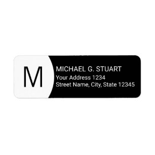 Zwart-wit modern minimalistisch monogram etiket