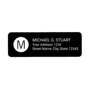 Zwart-wit modern minimalistisch monogram etiket
