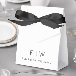 Zwart Wit Modern Minimalistisch Monogram Naam Bedankdoosjes