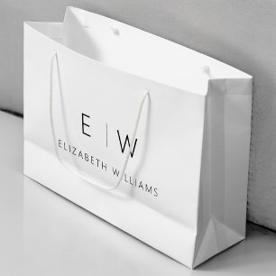 Zwart Wit Modern Minimalistisch Monogram Naam Groot Cadeauzakje