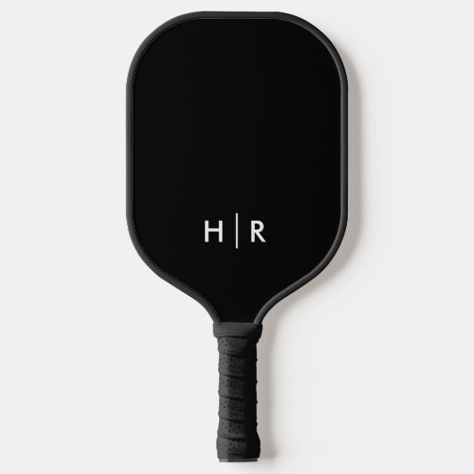 Zwart-wit modern minimalistisch monogram pickleball paddle (Voorkant)