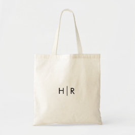 Zwart-wit modern minimalistisch monogram tote bag