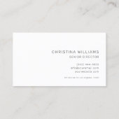 Zwart Wit Modern Minimalistisch Professioneel Visitekaartje (Achterkant)