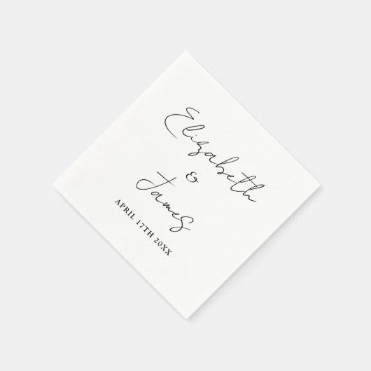 Zwart-wit Modern minimalistisch script bruiloft Servet (Hoek)