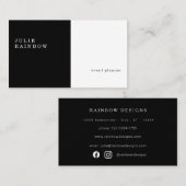 Zwart-wit, modern, minimalistisch V2 Visitekaartje (Voorkant / Achterkant)