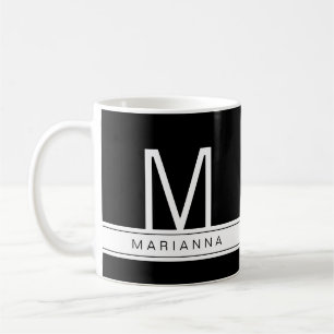 Zwart wit modern monogram Initiaal van eenvoudige Koffiemok