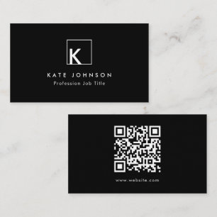 Zwart-wit Modern Monogram Logo Minimal Visitekaartje