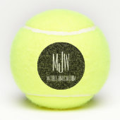 Zwart wit Modern Monogram Naam Custom Tennisballen (Achterkant)