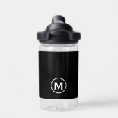 Zwart-wit modern monogram waterfles (Achterkant)