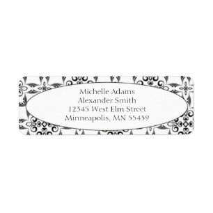 Zwart & Wit Modern Patroon Retouradres Labels
