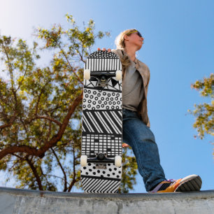 Zwart-wit - modern patroon skateboard