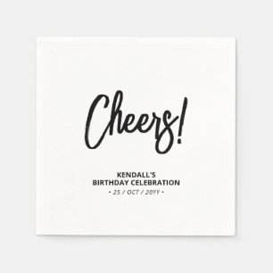 Zwart & Wit Modern penseellettertype Proost! Servet