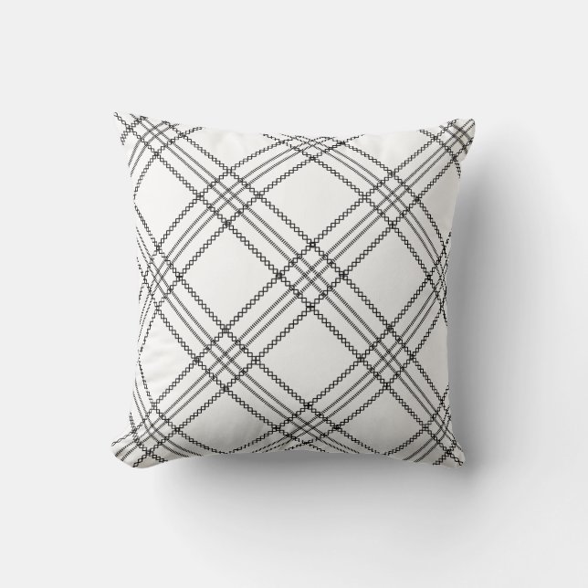 Zwart Wit Modern Plaid Kussen (Voorkant)