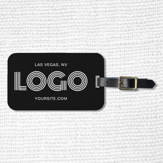 Zwart-wit Modern Rechthoekig Logo Bagagelabel