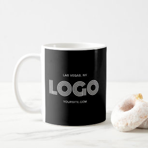 Zwart-wit modern rechthoekig logo promo koffiemok
