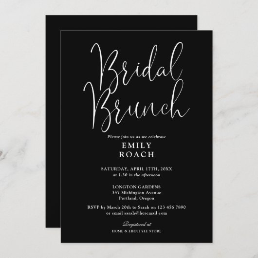 Zwart-wit Modern Script Bruids Bunch Shower Kaart (Voorkant / Achterkant)