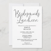 Zwart-wit Modern Script Bruidsmeisjes Luncheon Kaart (Voorkant)