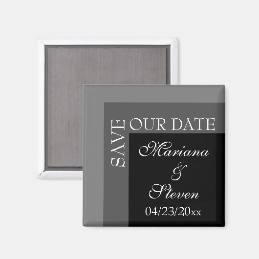 Zwart-wit modern script bruiloft magneet (Voorkant / Achterkant)