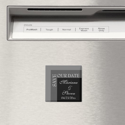 Zwart-wit modern script bruiloft magneet (Insitu (Vaatwasser))