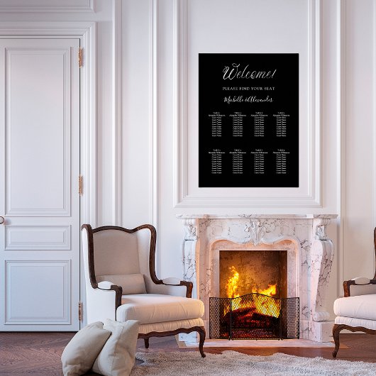 Zwart wit modern script bruiloft zitgrafiek poster
