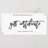 Zwart-wit modern script | Cadeaubon (Voorkant / Achterkant)