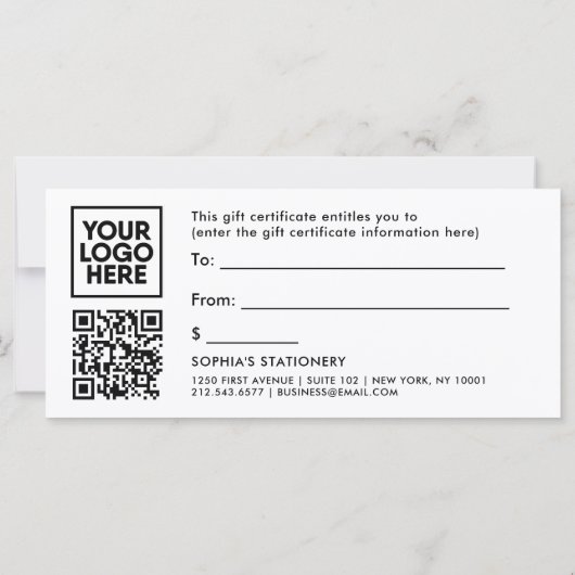 Zwart-wit modern script | Cadeaubon (Achterkant)