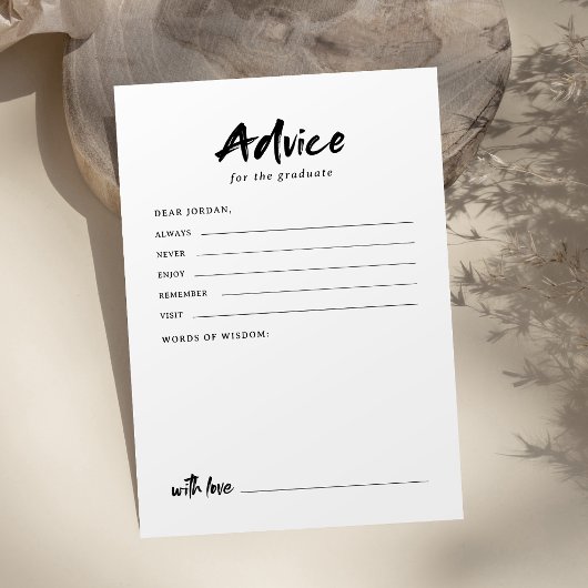 Zwart & Wit Modern Script Foto Afstuderen Advieskaart