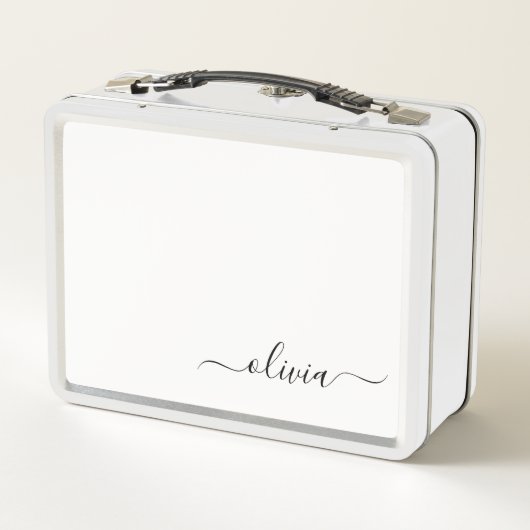 Zwart wit modern script meisjesmonogram naam (Achterkant)