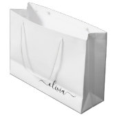 Zwart wit modern script meisjesmonogram naam groot cadeauzakje (Voorkant Gekanteld)