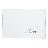 Zwart wit modern script meisjesmonogram naam kussensloop (Voorkant)
