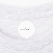 Zwart wit modern script meisjesmonogram naam labels (Aangebracht)