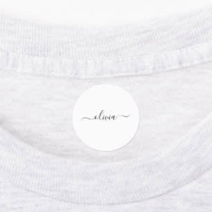 Zwart wit modern script meisjesmonogram naam labels