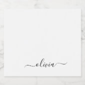 Zwart wit modern script meisjesmonogram naam likeurfles etiket (Enkel label)