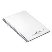 Zwart wit modern script meisjesmonogram naam notitieboek (Rechterzijde)