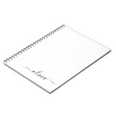 Zwart wit modern script meisjesmonogram naam notitieboek (Linkerzijde)