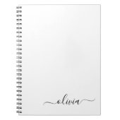Zwart wit modern script meisjesmonogram naam notitieboek (Voorkant)