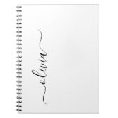 Zwart wit modern script meisjesmonogram naam notitieboek (Voorkant)