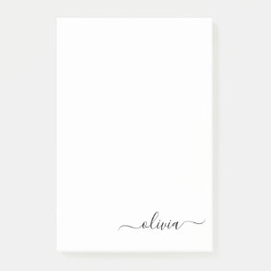 Zwart wit modern script meisjesmonogram naam post-it® notes