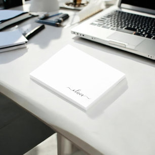 Zwart wit modern script meisjesmonogram naam post-it® notes