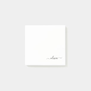 Zwart wit modern script meisjesmonogram naam post-it® notes
